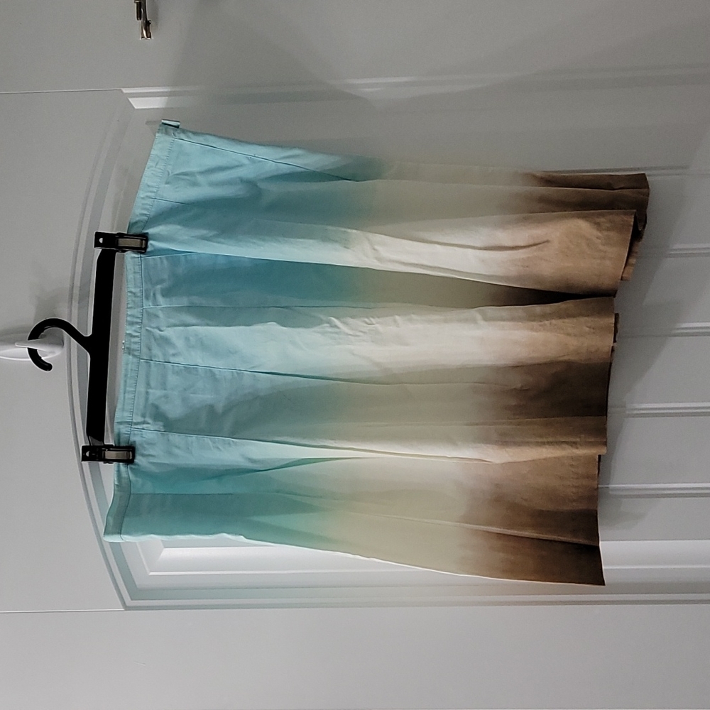 Daisy Fuentes 12 petite blue, white, and brown ombre skirt